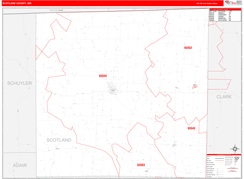 Scotland County, MO Digital Map Red Line Style