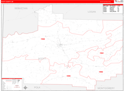 Scott County, AR Digital Map Red Line Style