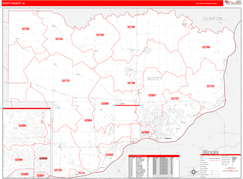 Scott County, IA Digital Map Red Line Style