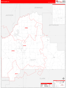 Scott County, IN Digital Map Red Line Style
