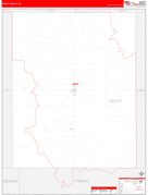 Scott County, KS Digital Map Red Line Style