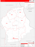 Scott County, MO Digital Map Red Line Style