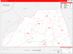 Scott County, VA Digital Map Red Line Style