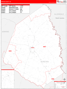 Screven County, GA Digital Map Red Line Style