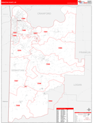 Sebastian County, AR Digital Map Red Line Style