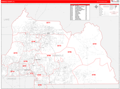 Seminole County, FL Digital Map Red Line Style