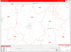Seneca County, OH Digital Map Red Line Style