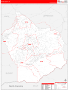 Sevier County, TN Digital Map Red Line Style