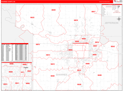 Shawnee County, KS Digital Map Red Line Style