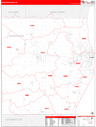 Sheboygan County, WI Digital Map Red Line Style