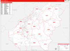 Shelby County, AL Digital Map Red Line Style