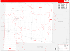 Shelby County, MO Digital Map Red Line Style