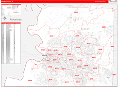 Shelby County, TN Digital Map Red Line Style