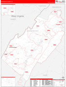 Shenandoah County, VA Digital Map Red Line Style