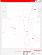 Sheridan County, ND Digital Map Red Line Style