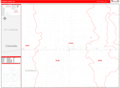 Sherman County, KS Digital Map Red Line Style