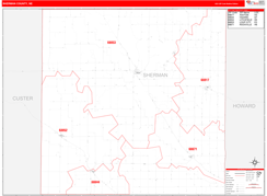 Sherman County, NE Digital Map Red Line Style