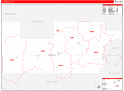 Sibley County, MN Digital Map Red Line Style