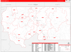 Siskiyou County, CA Digital Map Red Line Style