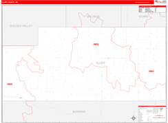 Slope County, ND Digital Map Red Line Style