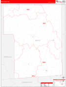 Smith County, MS Digital Map Red Line Style