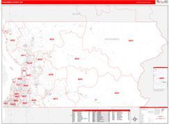Snohomish County, WA Digital Map Red Line Style
