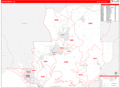 Solano County, CA Digital Map Red Line Style