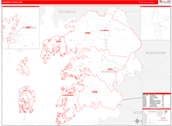 Somerset County, MD Digital Map Red Line Style