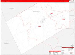 Somervell County, TX Digital Map Red Line Style