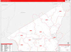 Southampton County, VA Digital Map Red Line Style