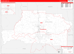 Spalding County, GA Digital Map Red Line Style