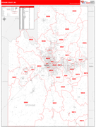 Spokane County, WA Digital Map Red Line Style