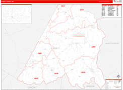 Stanly County, NC Digital Map Red Line Style