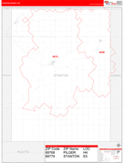 Stanton County, NE Digital Map Red Line Style