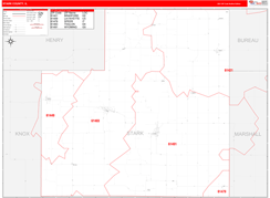 Stark County, IL Digital Map Red Line Style