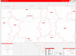 Stark County, ND Digital Map Red Line Style