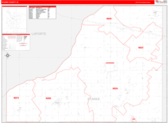 Starke County, IN Digital Map Red Line Style