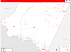 Starr County, TX Digital Map Red Line Style