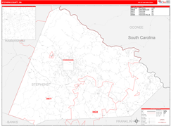 Stephens County, GA Digital Map Red Line Style