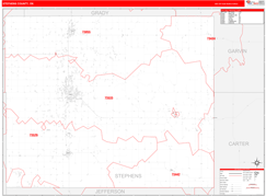 Stephens County, OK Digital Map Red Line Style