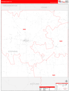 Stephens County, TX Digital Map Red Line Style