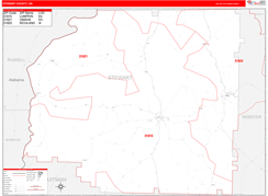 Stewart County, GA Digital Map Red Line Style