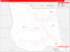 Stewart County, TN Digital Map Red Line Style