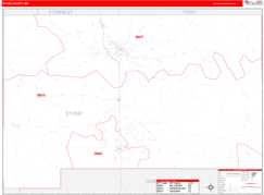 Stone County, MS Digital Map Red Line Style