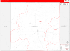 Stonewall County, TX Digital Map Red Line Style