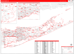 Suffolk County, NY Digital Map Red Line Style