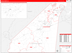 Suffolk County, VA Digital Map Red Line Style