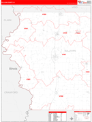 Sullivan County, IN Digital Map Red Line Style