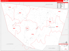 Sullivan County, PA Digital Map Red Line Style