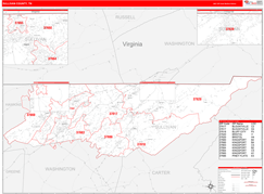 Sullivan County, TN Digital Map Red Line Style